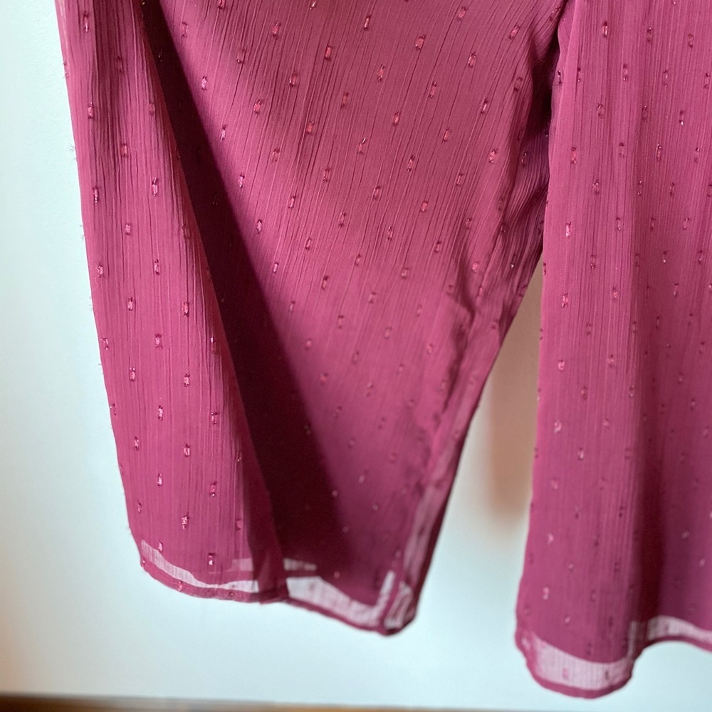 Everly Wine Sleeveless Wrap Crop Flowy Jumpsuit - Picture 7 of 8